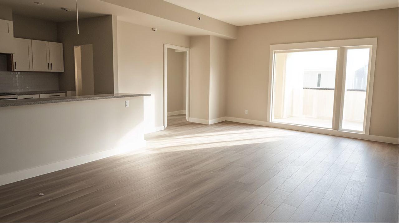Clean vacant rental room detail for turnover quote review