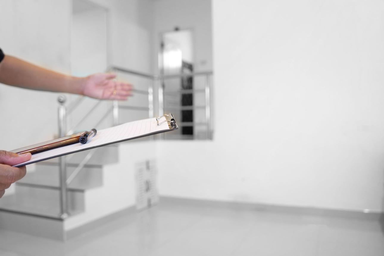 Rental walkthrough checklist and condition notes in a vacant unit